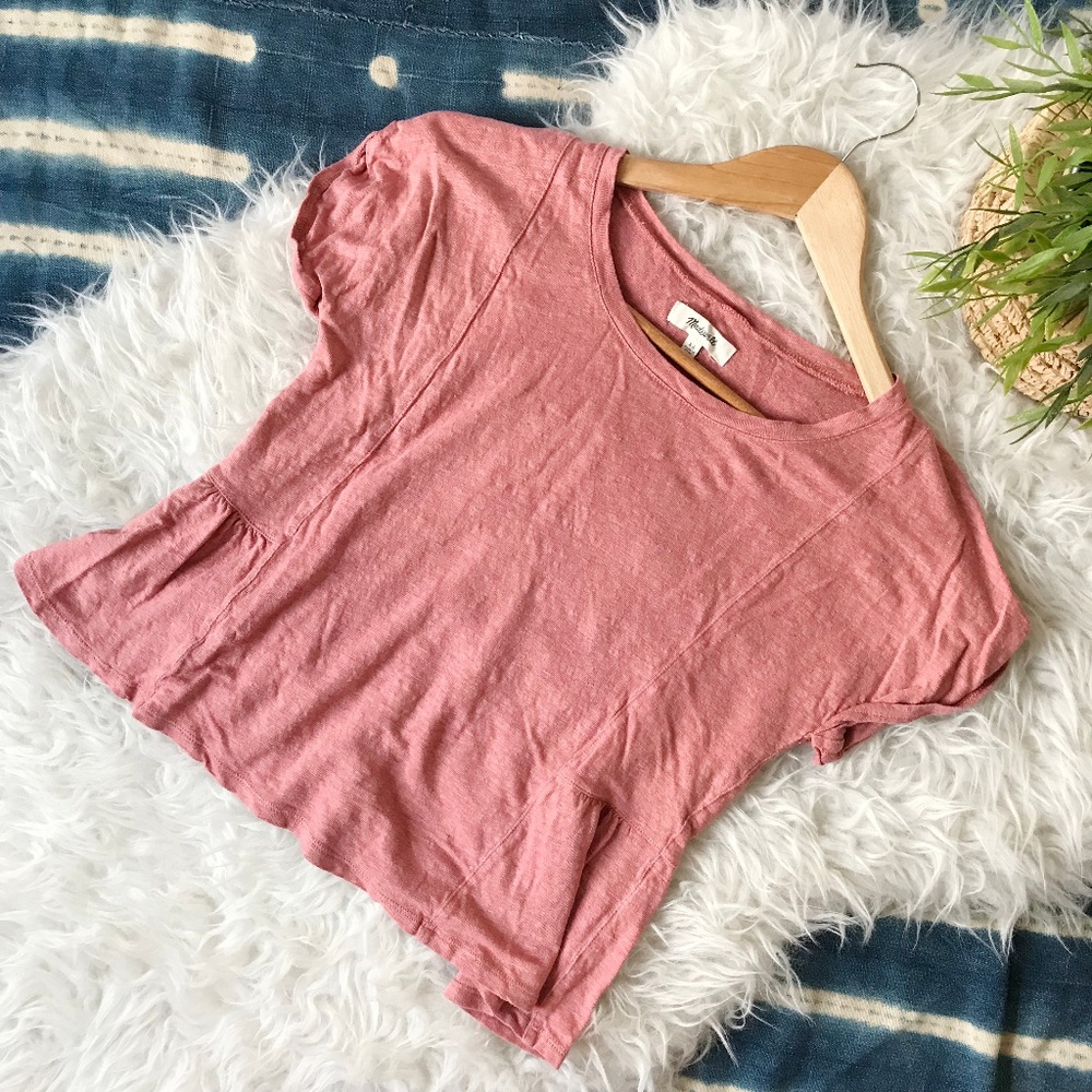 Madewell | Modern Linen Gather Peplum Drape Top - Picture 4 of 8
